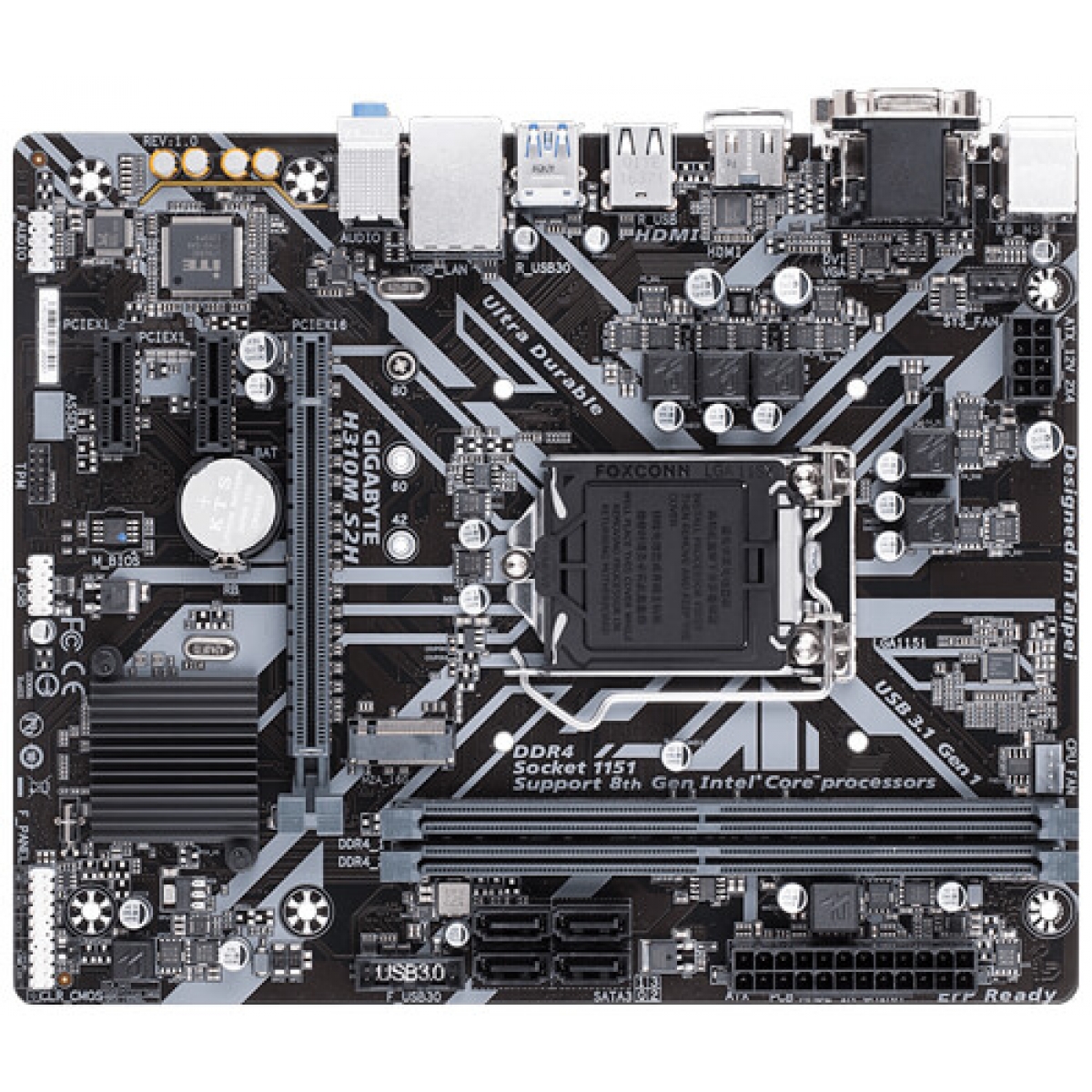 Placa Mãe Gigabyte H310M S2H 2.0, Chipset H310, Intel LGA 1151, mATX, DDR4