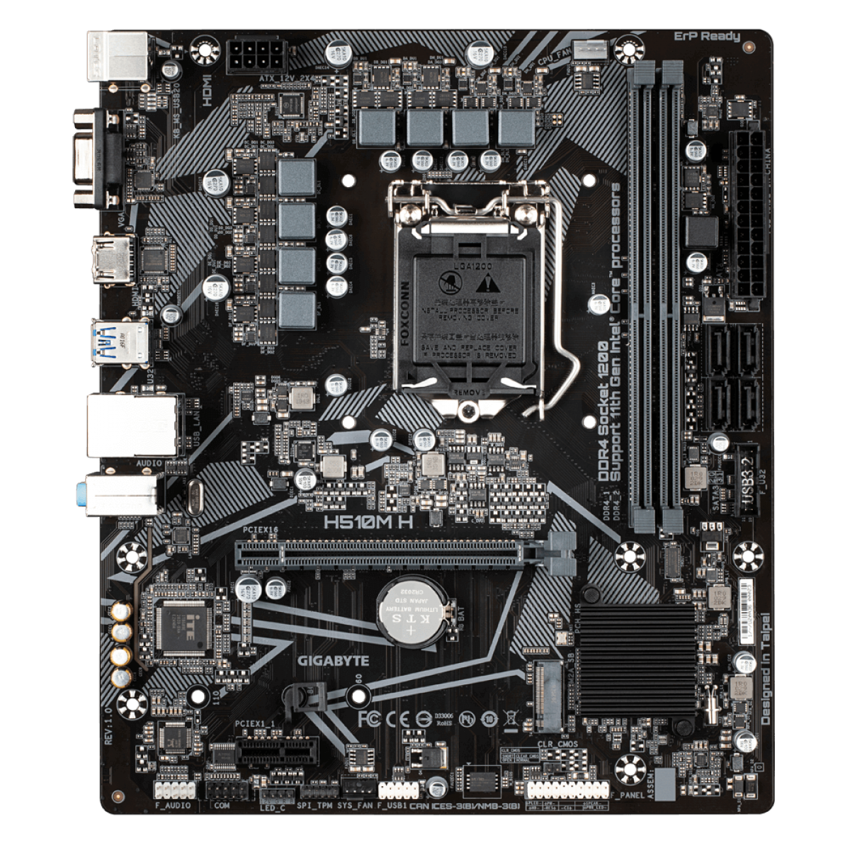 Placa Mãe Gigabyte H510M H, Chipset H510, Intel LGA 1200, mATX, DDR4