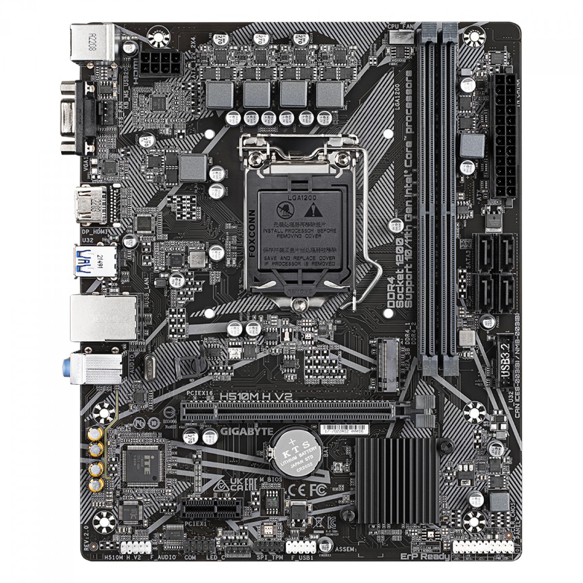 Placa Mãe Gigabyte H510M H V2, Chipset H510, LGA 1200, mATX, DDR4, H510M H V2 2.0