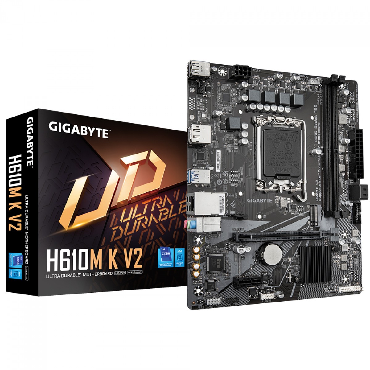 Placa Mãe Gigabyte H610M K V2, Chipset H610, Intel LGA 1700, M-ATX, DDR5