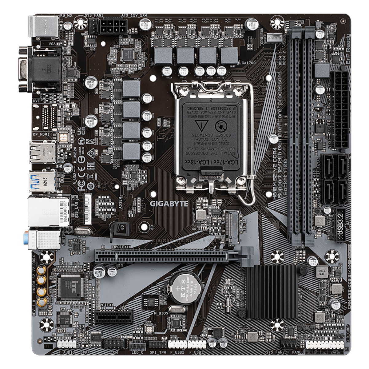 Placa Mãe Gigabyte H610M S2 V2 DDR4, Chipset H610, Intel LGA 1700, mATX, DDR4