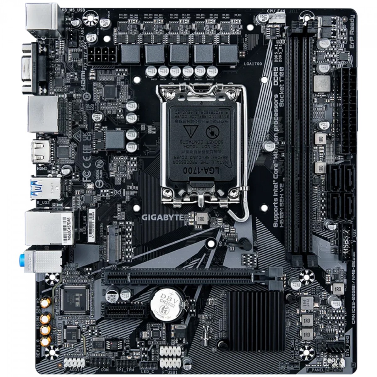 Placa Mãe Gigabyte H610M S2H V2, Chipset H610, Intel LGA 1700, mATX, DDR5