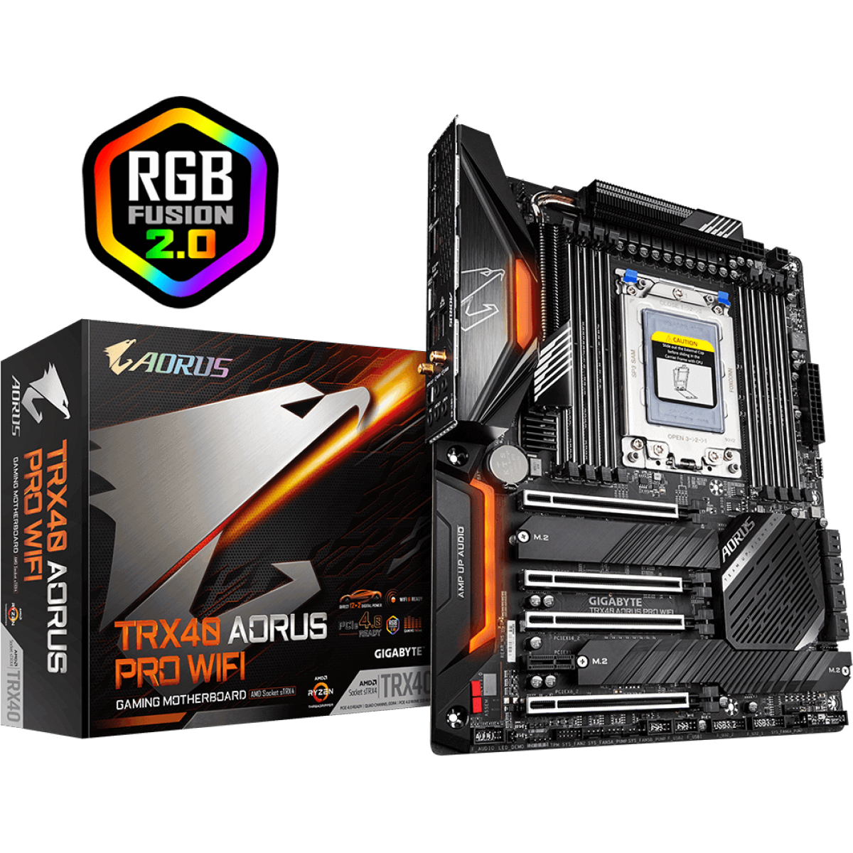 Placa Mãe Gigabyte TRX40 Aorus PRo Wifi, Chipset TRX40, AMD TRX4, ATX, DDR4