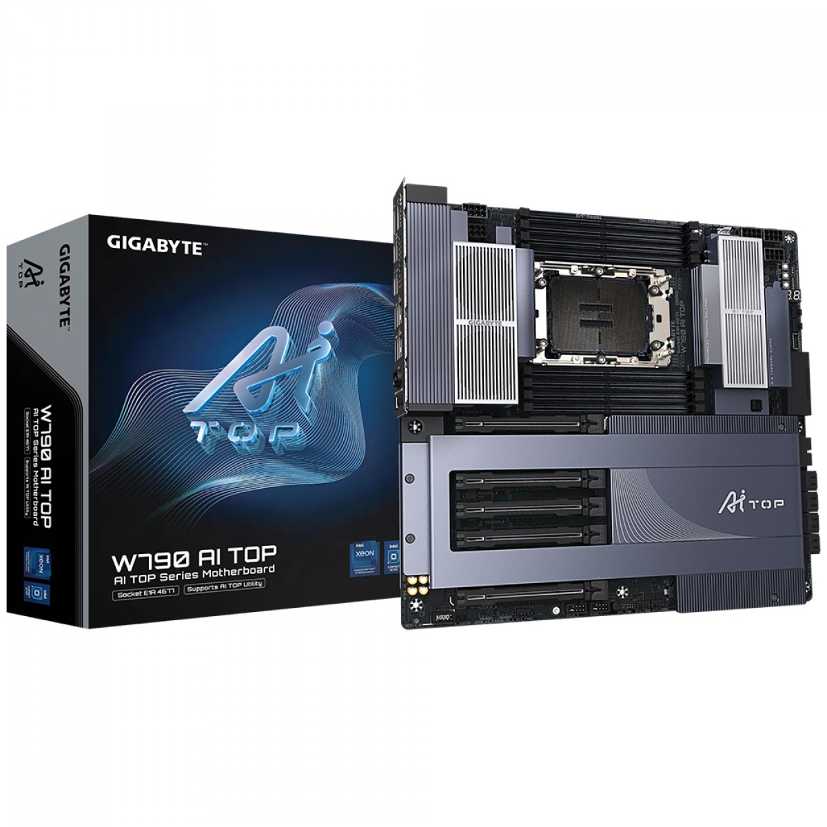 Placa Mãe Gigabyte W790 AI TOP, WiFi 7, Chipset W790, Intel LGA4677, E-ATX, DDR5