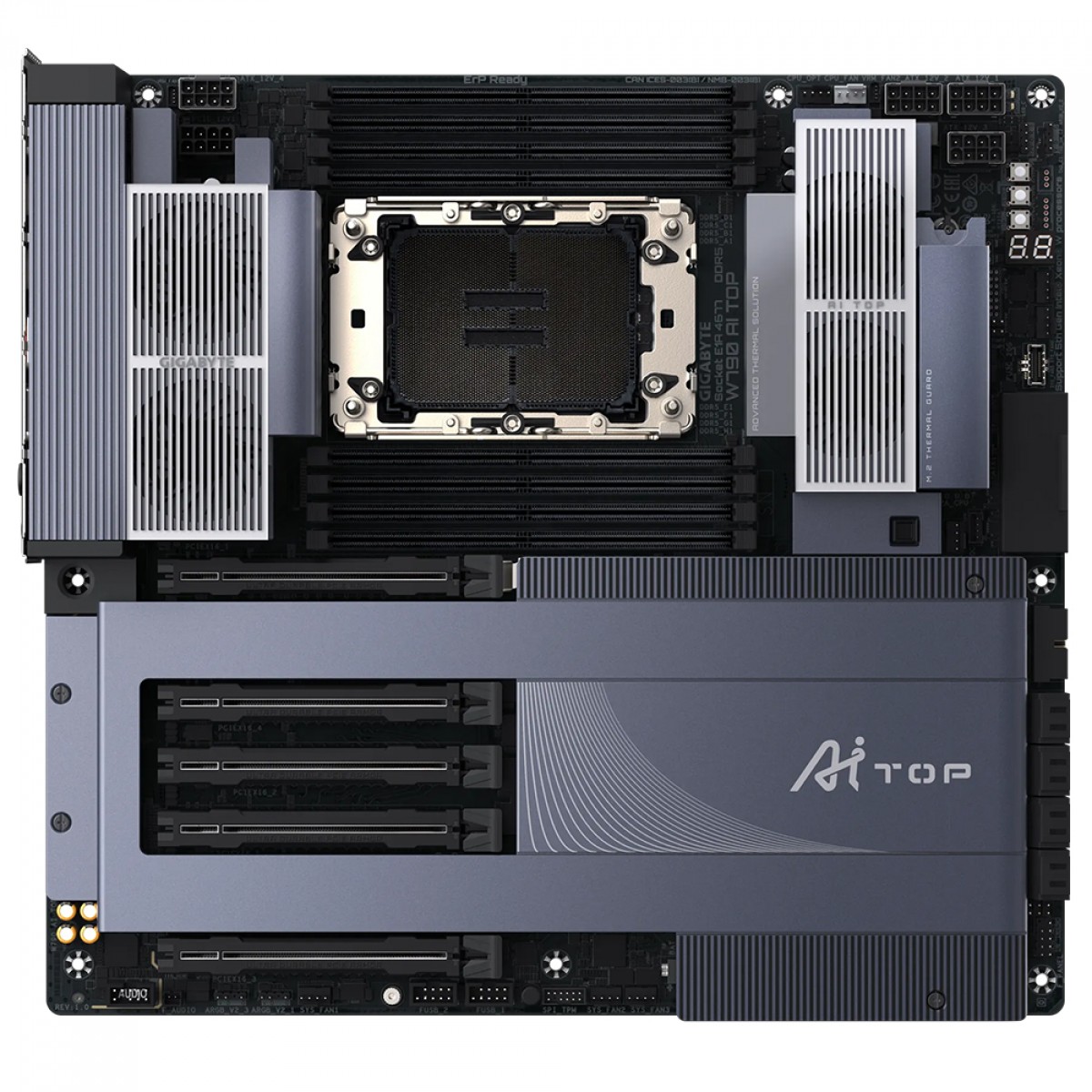 Placa Mãe Gigabyte W790 AI TOP, WiFi 7, Chipset W790, Intel LGA4677, E-ATX, DDR5