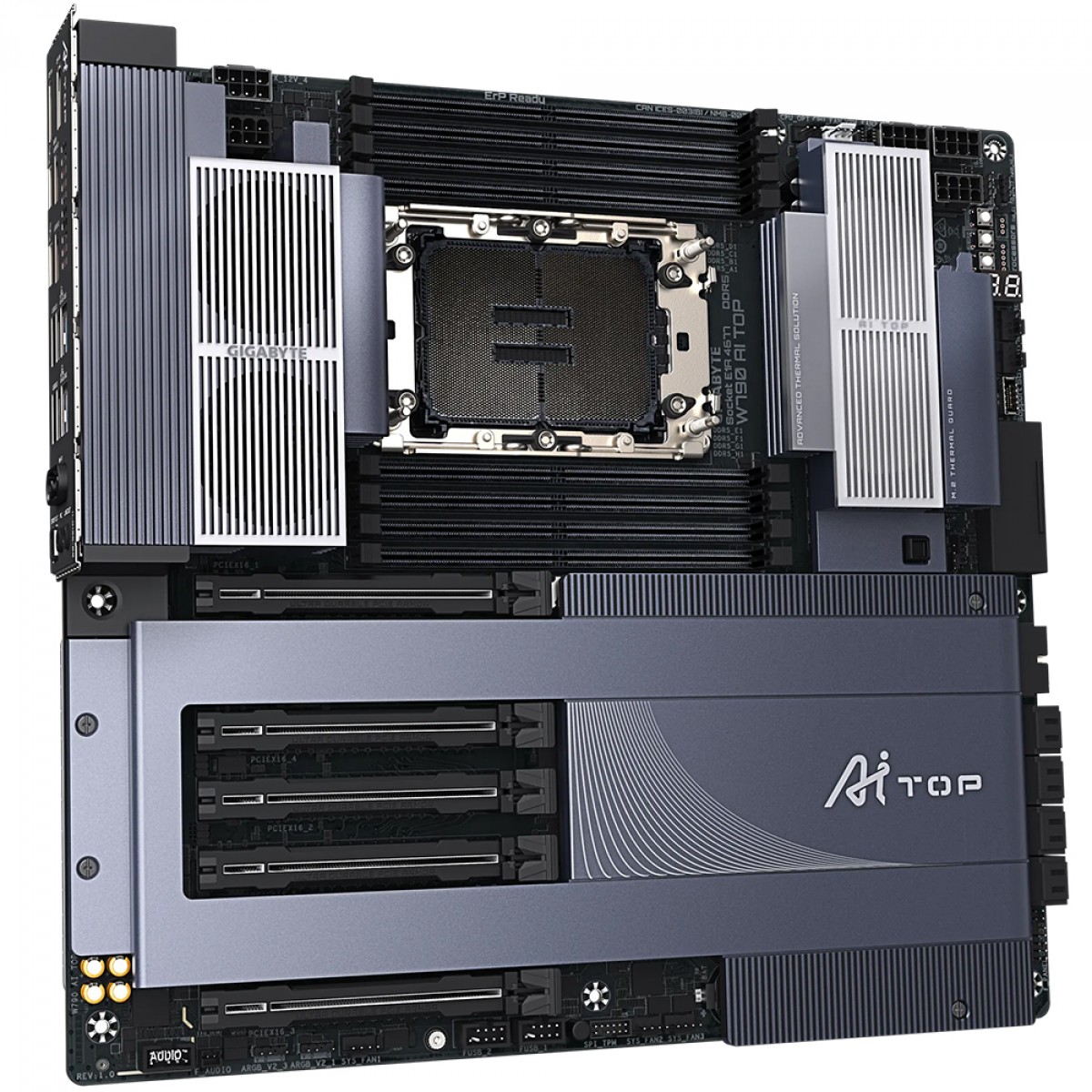 Placa Mãe Gigabyte W790 AI TOP, WiFi 7, Chipset W790, Intel LGA4677, E-ATX, DDR5