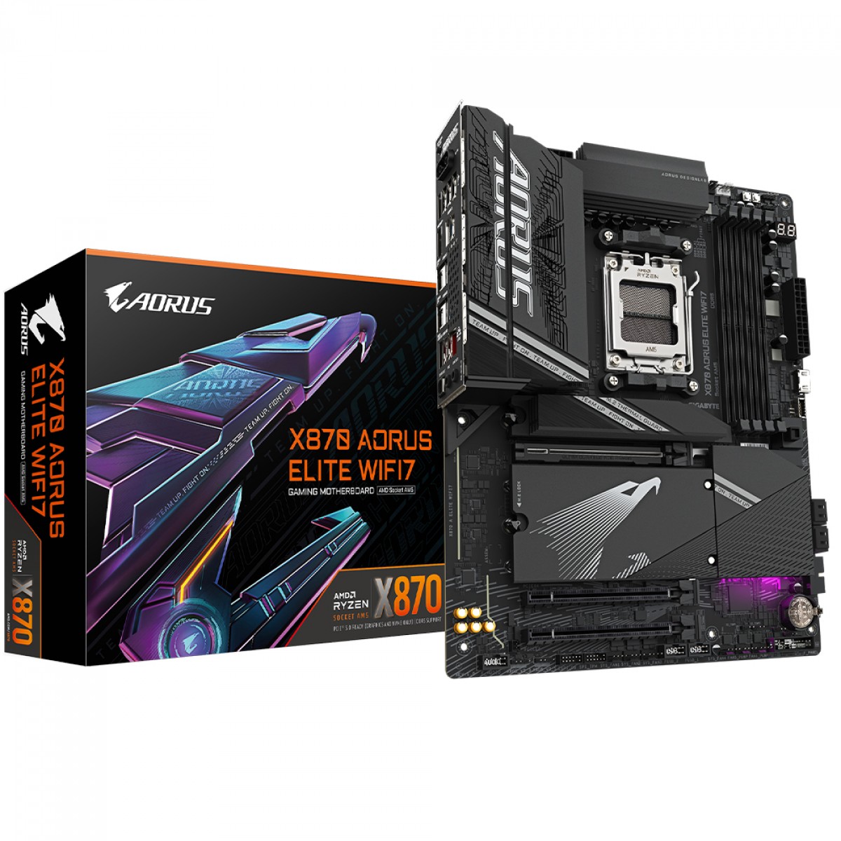 Placa Mãe Gigabyte X870 AORUS Elite WiFi7, Chipset X870, AMD AM5, ATX, DDR5