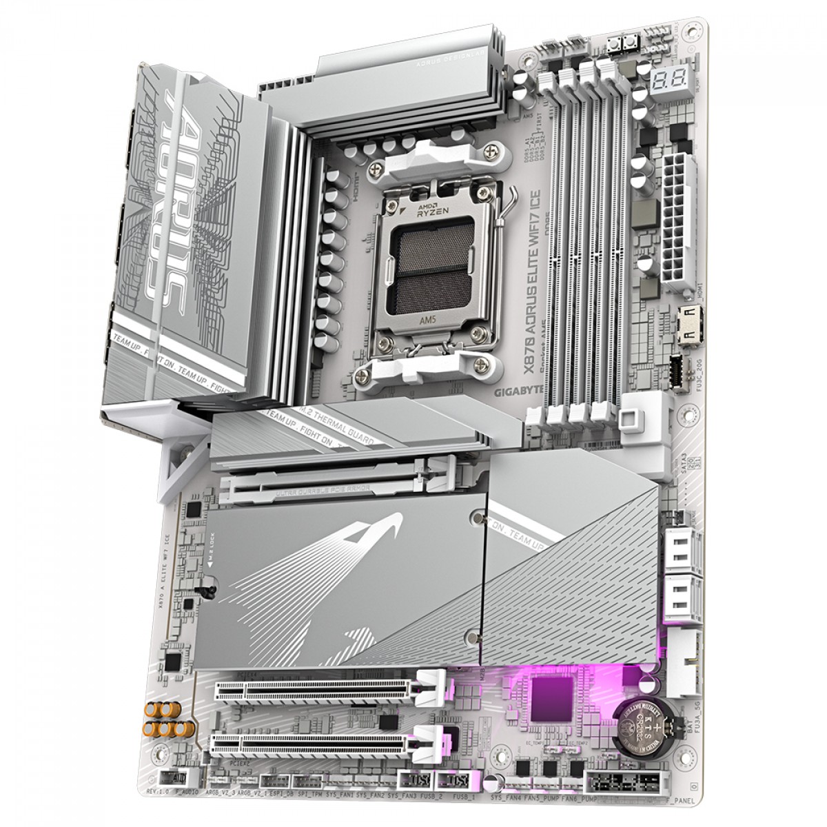 Placa Mãe Gigabyte X870 AORUS Elite WiFi7 ICE, Chipset X870, AMD AM5, ATX, DDR5, Branco
