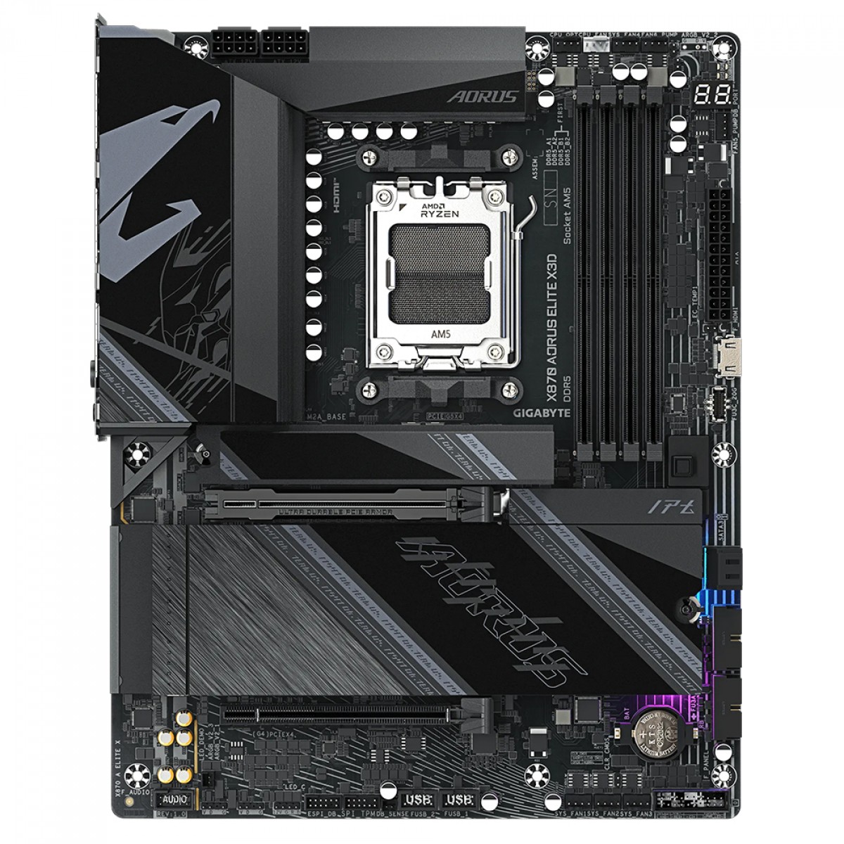 Placa Mãe Gigabyte X870 AORUS ELITE X3D, Chipset X870, AMD AM5, ATX, WiFi, DDR5