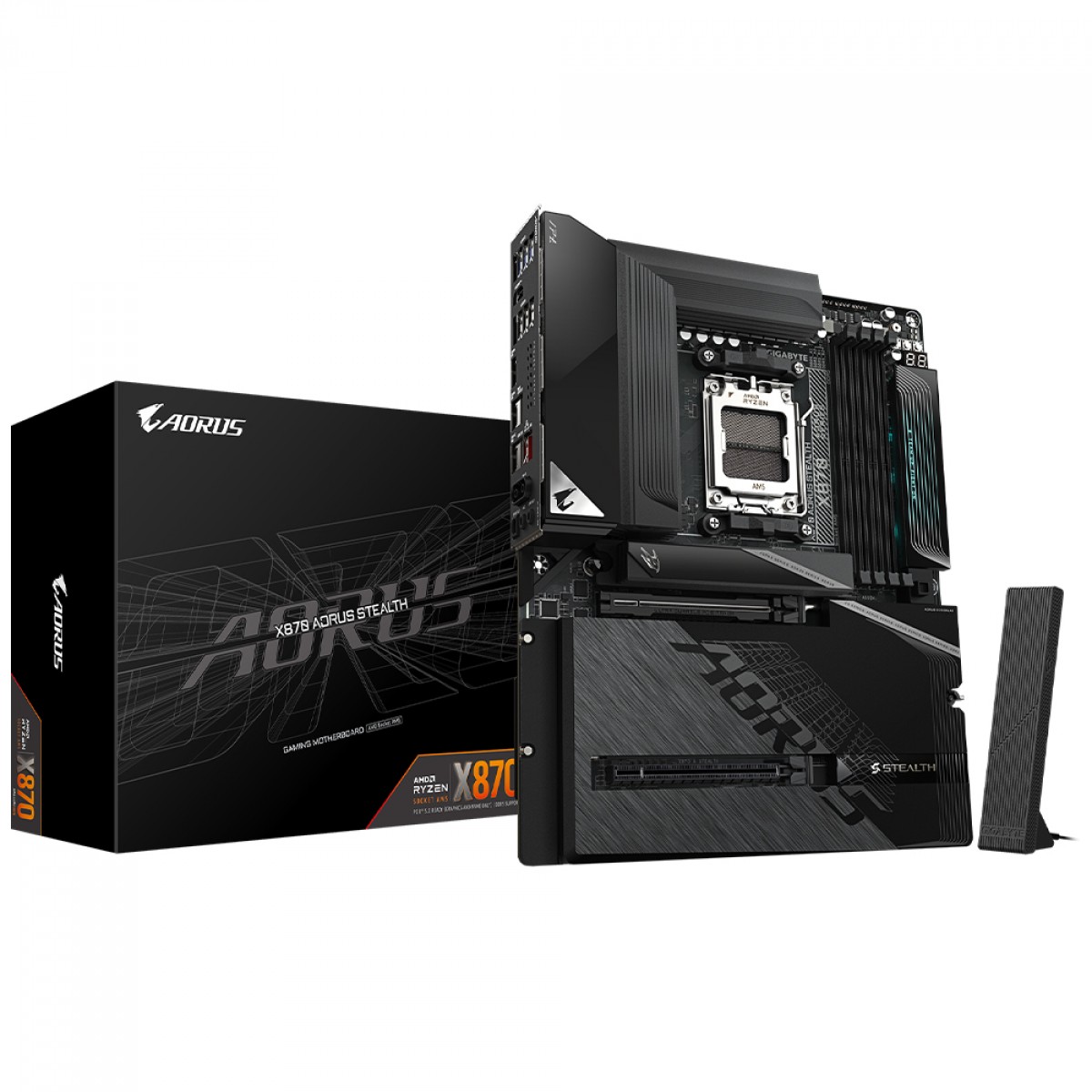 Placa Mãe Gigabyte X870 AORUS STEALTH, Chipset X870, AMD AM5, ATX, DDR5