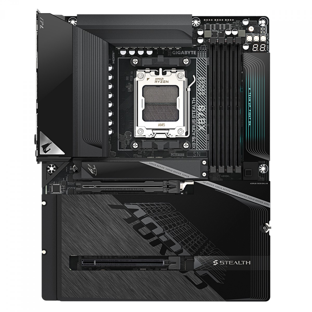 Placa Mãe Gigabyte X870 AORUS STEALTH, Chipset X870, AMD AM5, ATX, DDR5