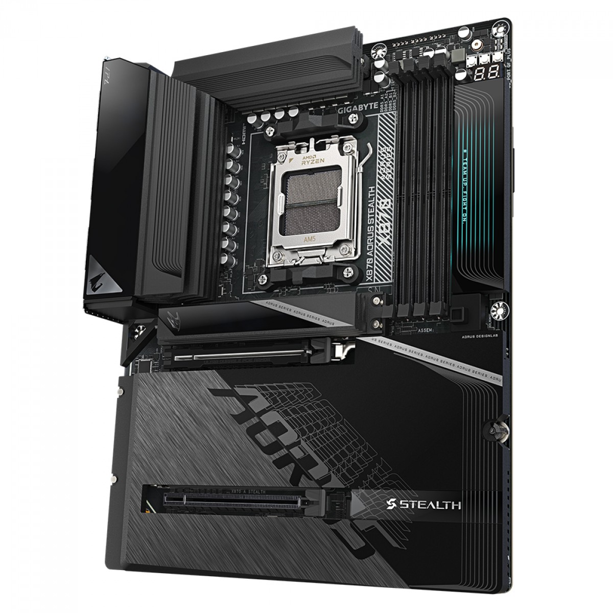 Placa Mãe Gigabyte X870 AORUS STEALTH, Chipset X870, AMD AM5, ATX, DDR5
