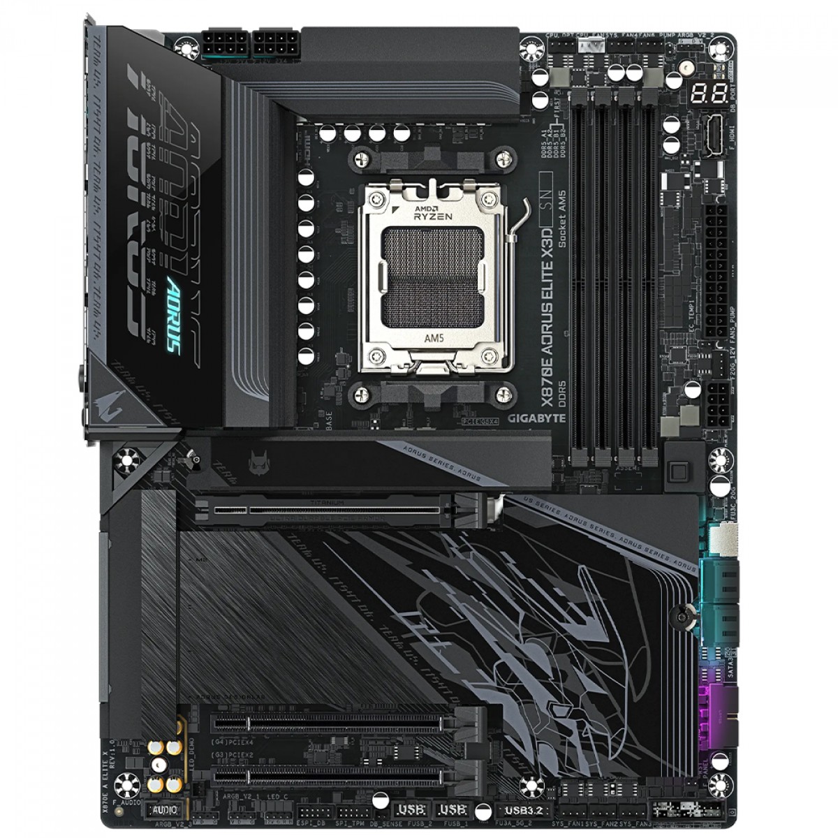 Placa Mãe Gigabyte X870E AORUS ELITE X3D, Chipset X870E, AMD AM5, ATX, WiFi, DDR5