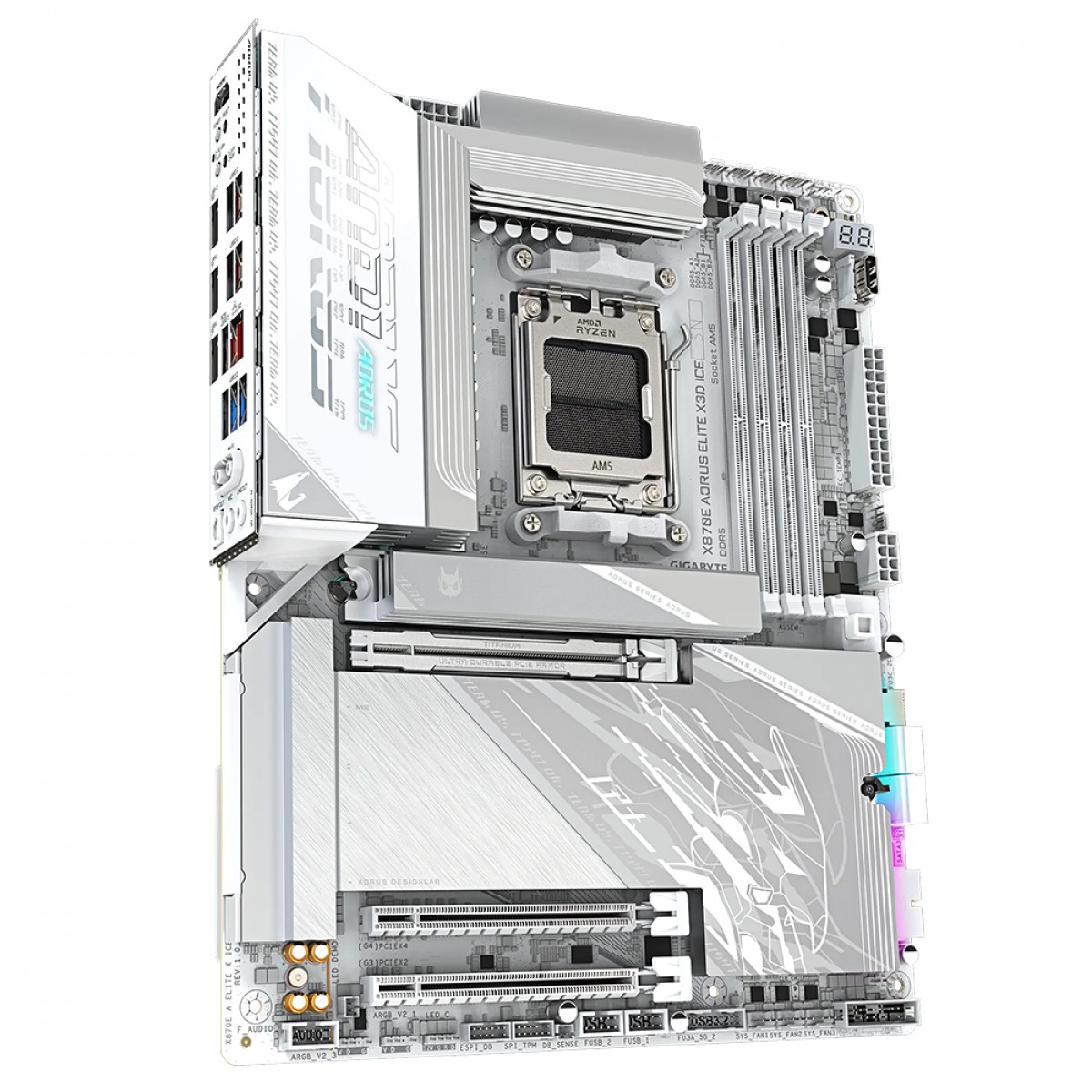 Placa Mãe Gigabyte X870E AORUS ELITE X3D ICE, Chipset X870E, AMD AM5, ATX, WiFi, DDR5, Branco