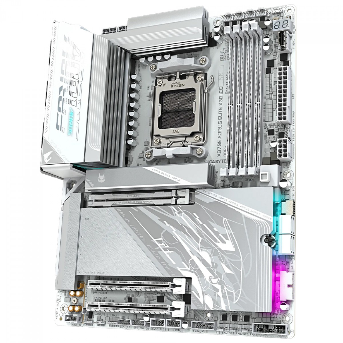 Placa Mãe Gigabyte X870E AORUS ELITE X3D ICE, Chipset X870E, AMD AM5, ATX, WiFi, DDR5, Branco
