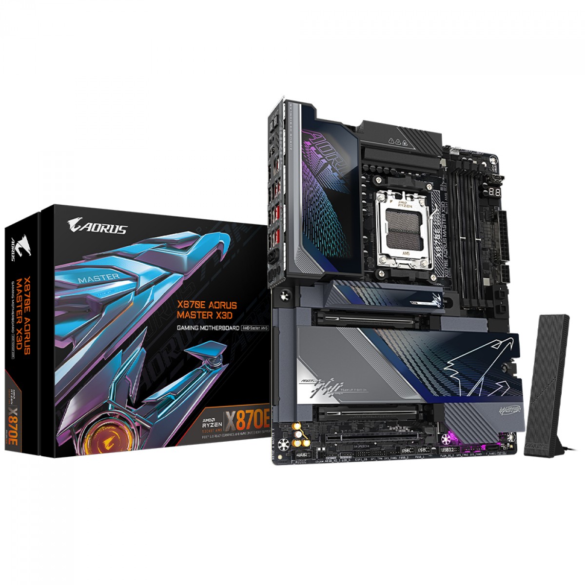Placa Mãe Gigabyte X870E AORUS MASTER X3D, Chipset X870E, WIFI 7, AMD AM5, ATX, DDR5
