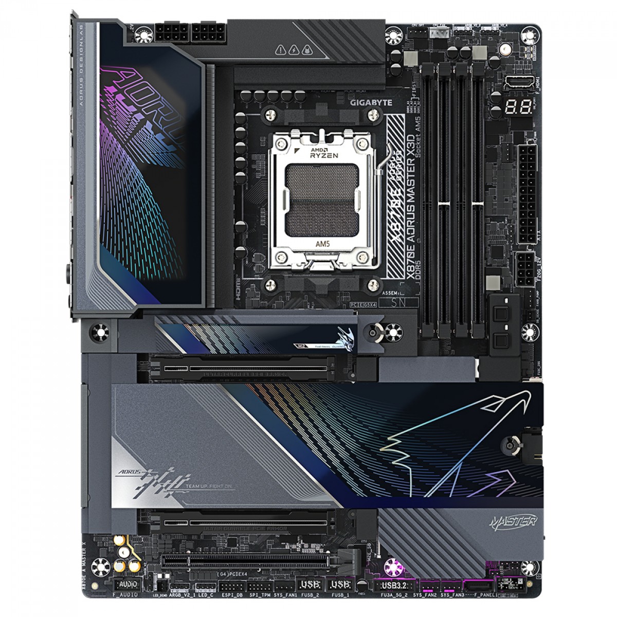 Placa Mãe Gigabyte X870E AORUS MASTER X3D, Chipset X870E, WIFI 7, AMD AM5, ATX, DDR5