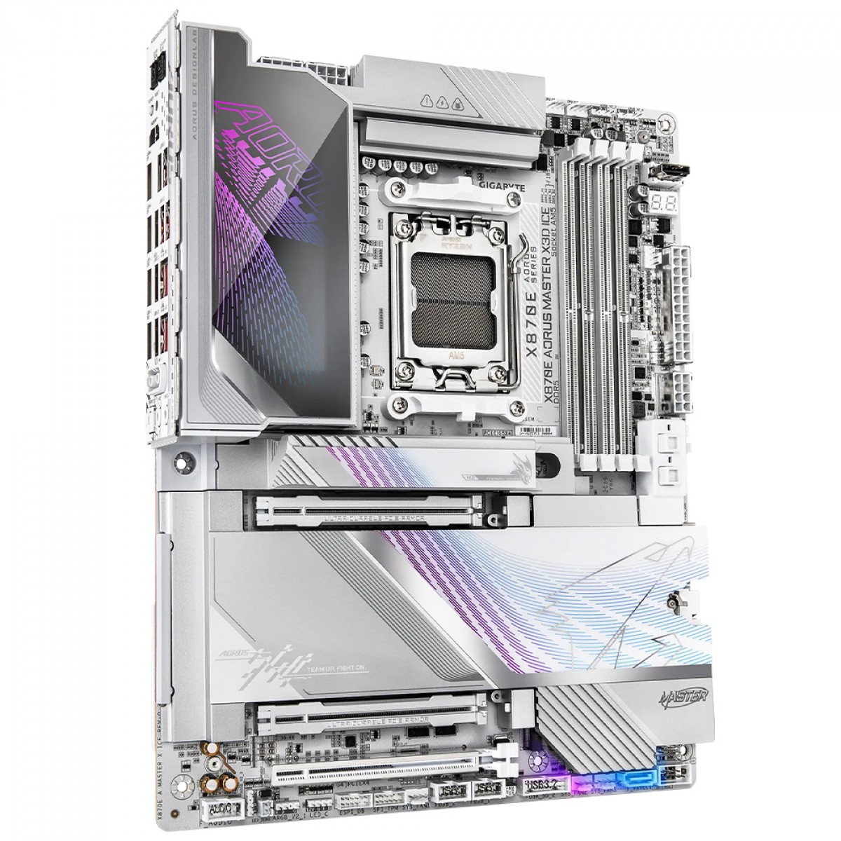 Placa Mãe Gigabyte X870E AORUS MASTER X3D ICE, Chipset X870E, AMD AM5, ATX, WiFi, DDR5, Branco