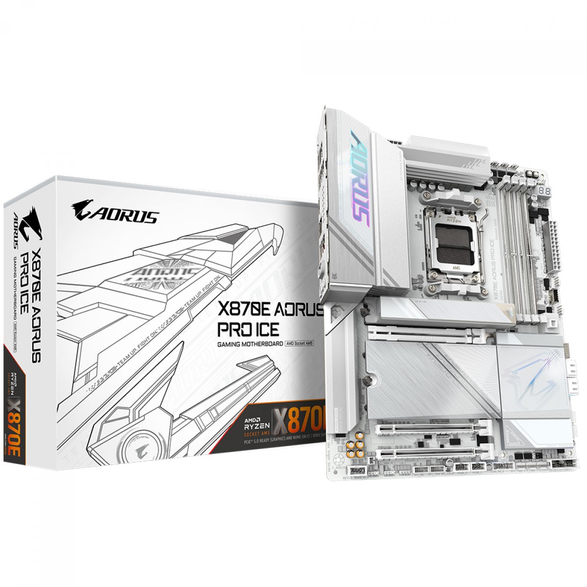 Placa Mãe Gigabyte X870E AORUS PRO ICE, Chipset X870E, WIFI 7, AMD AM5, ATX, DDR5