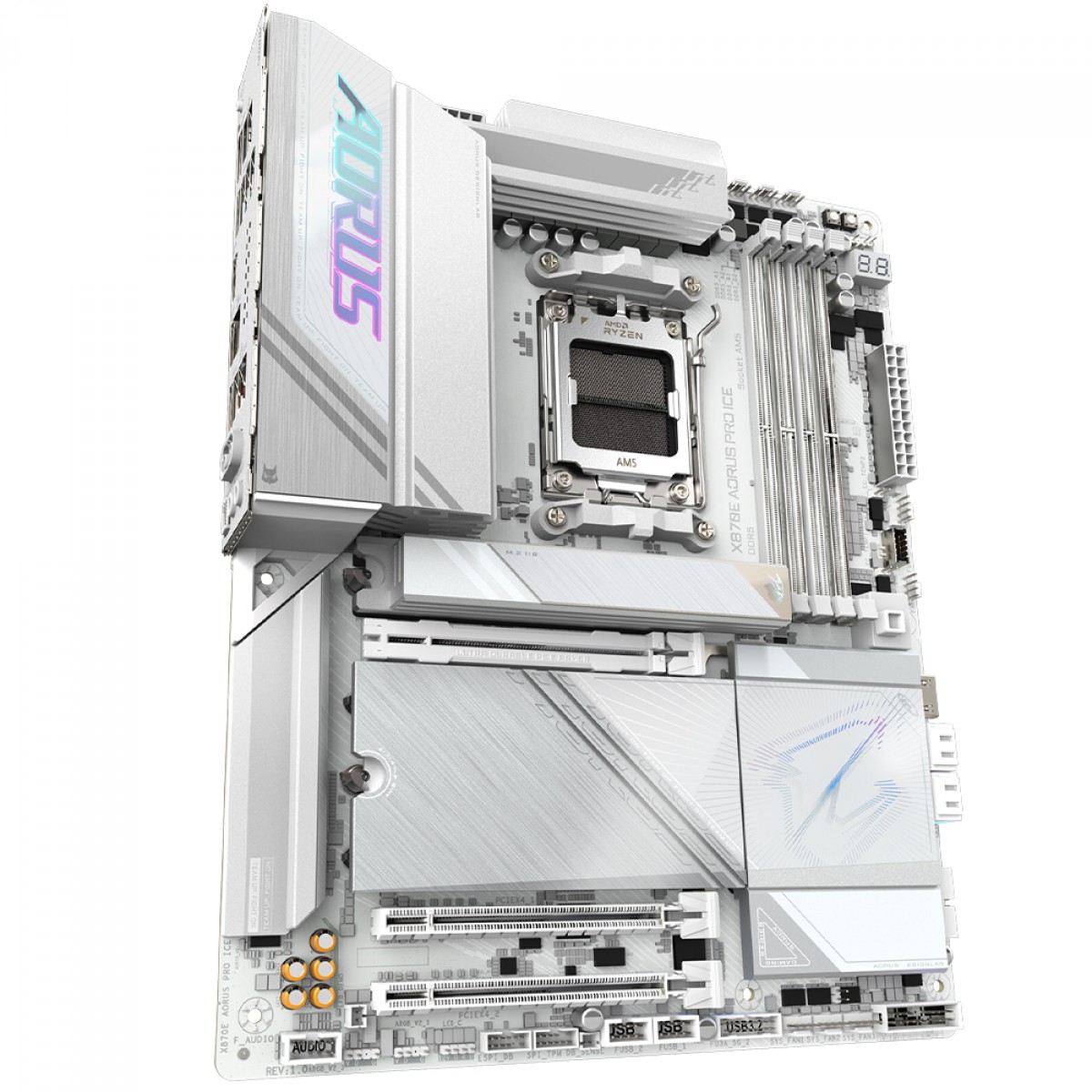 Placa Mãe Gigabyte X870E AORUS PRO ICE, Chipset X870E, WIFI 7, AMD AM5, ATX, DDR5