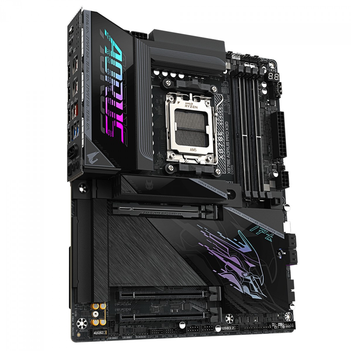 Placa Mãe Gigabyte X870E AORUS PRO X3D, Chipset X870E, AMD AM5, ATX, DDR5