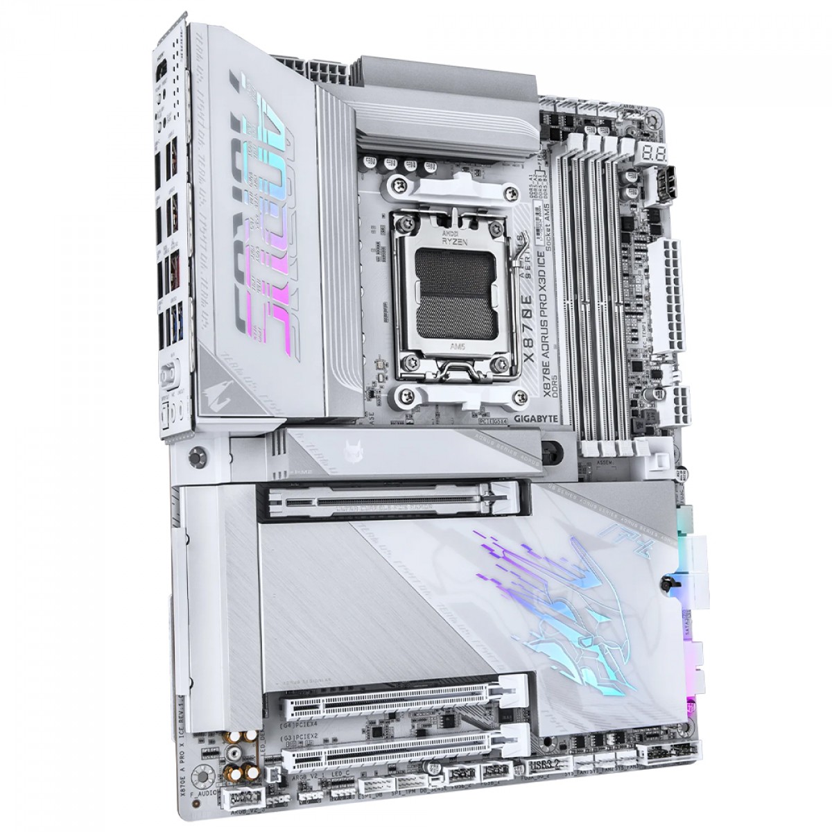 Placa Mãe Gigabyte X870E AORUS PRO X3D ICE, Chipset X870E, AMD AM5, ATX, WiFi, DDR5, Branco