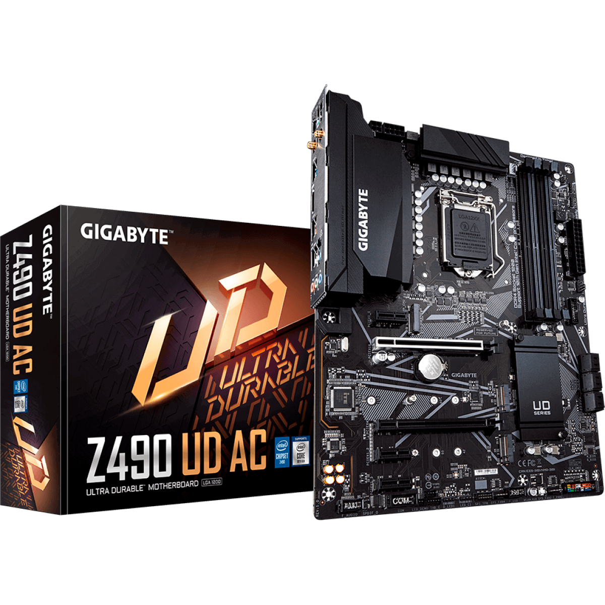 Placa Mãe Gigabyte Z490 UD AC, Chipset Z490, Intel LGA 1200, Wi-Fi, ATX, DDR4