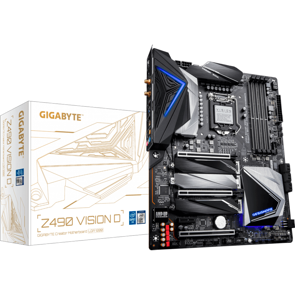 Placa Mãe Gigabyte Z490 Vision D, Chipset Z490, Intel LGA 1200, Wi-Fi, ATX, DDR4