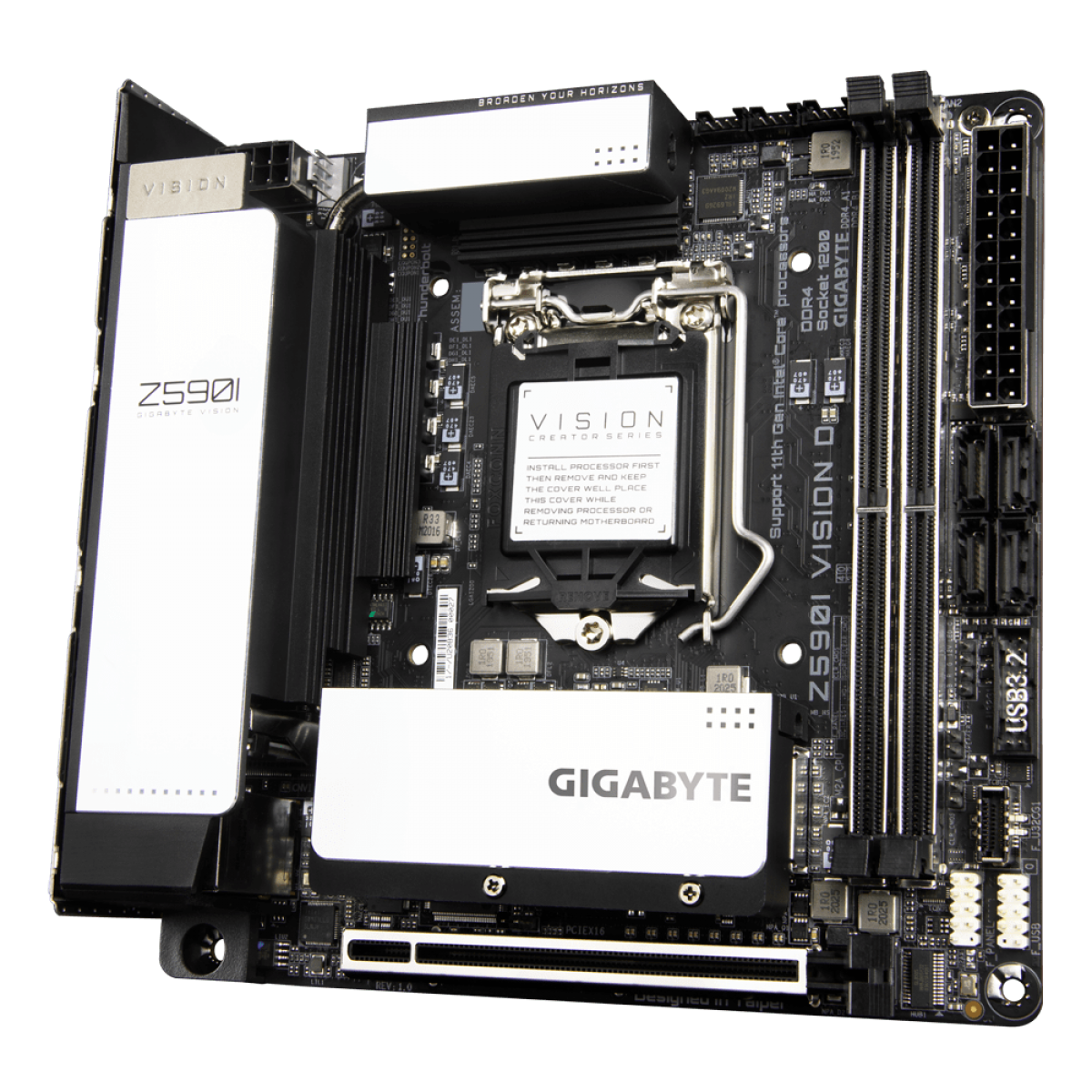 Placa Mãe GIGABYTE Z590I VISION D (rev. 1.0), Intel Z590 Express Chipset, Socket 1200, Mini-ITX, DDR4