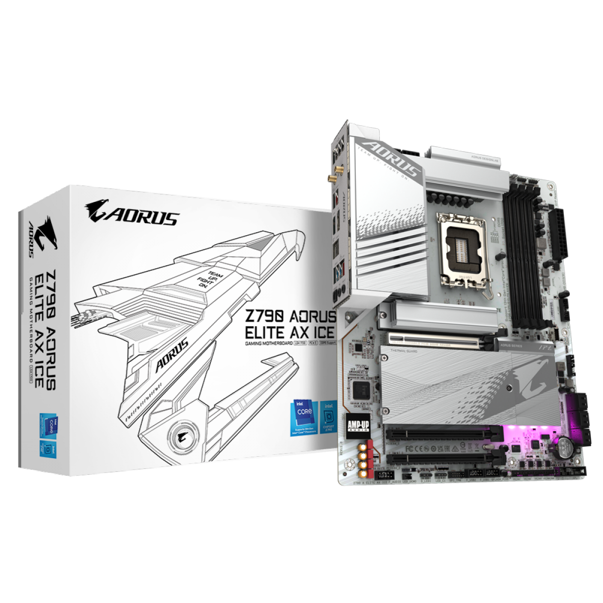 Placa Mãe Gigabyte Z790 AORUS ELITE AX ICE, Chipset Z790, Intel LGA 1700, ATX, DDR5