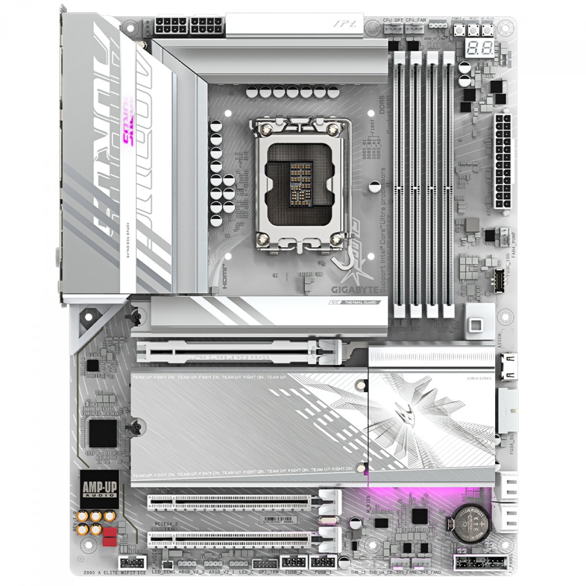 Placa Mãe Gigabyte Z890 Aorus Elite WiFi7 ICE, Chipset Z890, Intel LGA 1851, ATX, DDR5, Branco