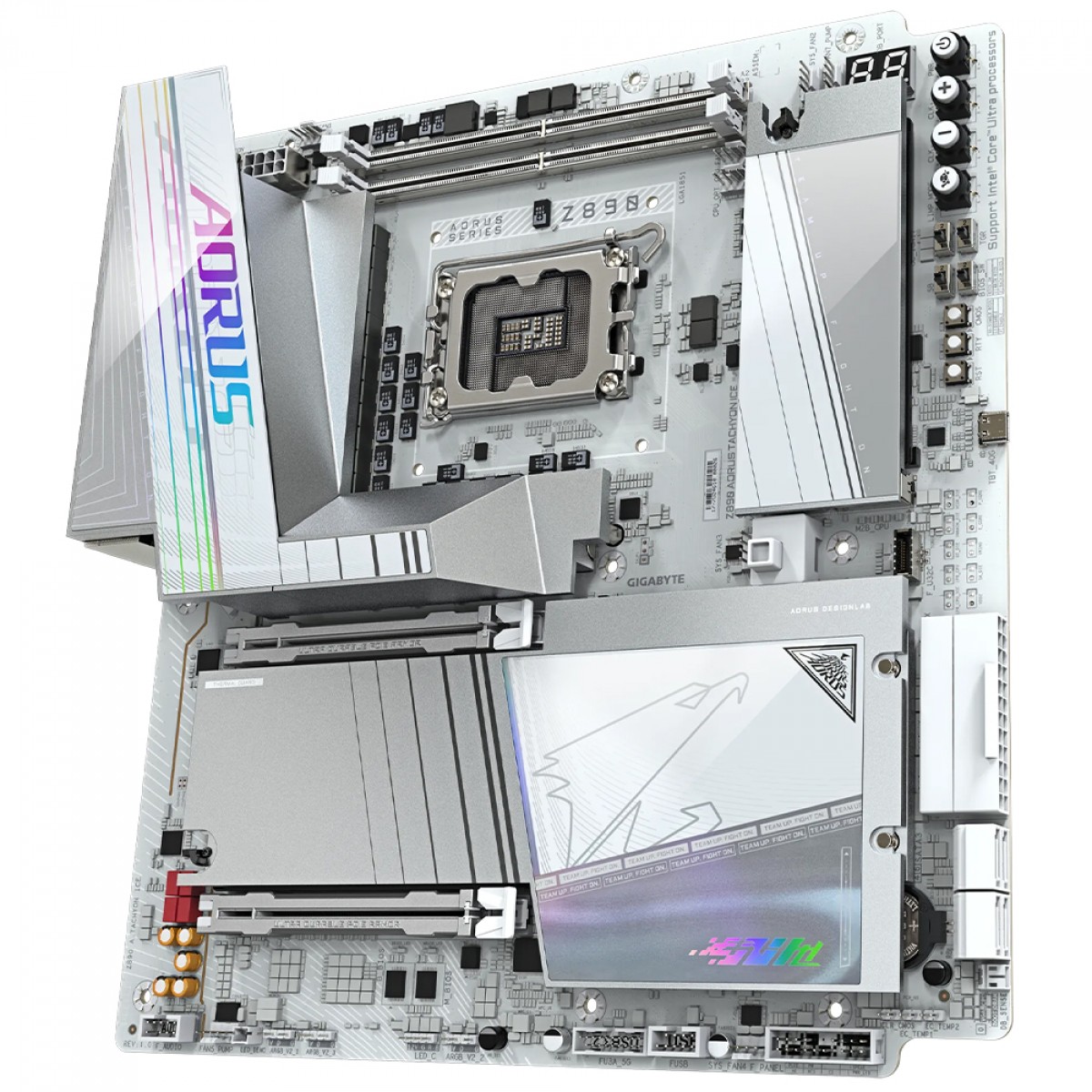 Placa Mãe Gigabyte Z890 AORUS TACHYON ICE, Chipset Z890, Intel LGA 1851, EATX, WiFi 7, DDR5, Branco