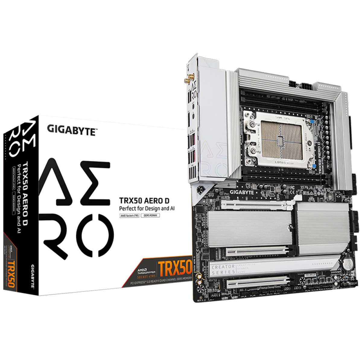 Placa Mãe Gigiabyte TRX50 AERO D, WiFi7, Chipset AMD TRX50, E-ATX, DDR5