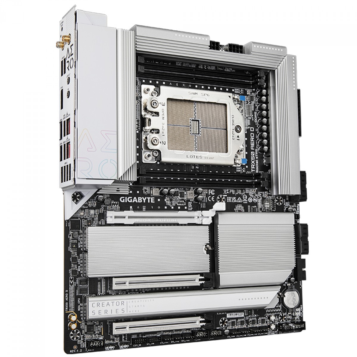 Placa Mãe Gigiabyte TRX50 AERO D, WiFi7, Chipset AMD TRX50, E-ATX, DDR5