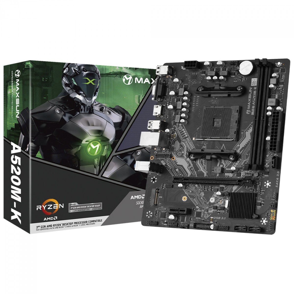 Placa Mãe Maxsun A520M-K MS-Challenger, Chipset A520, AMD AM4, mATX, DDR4