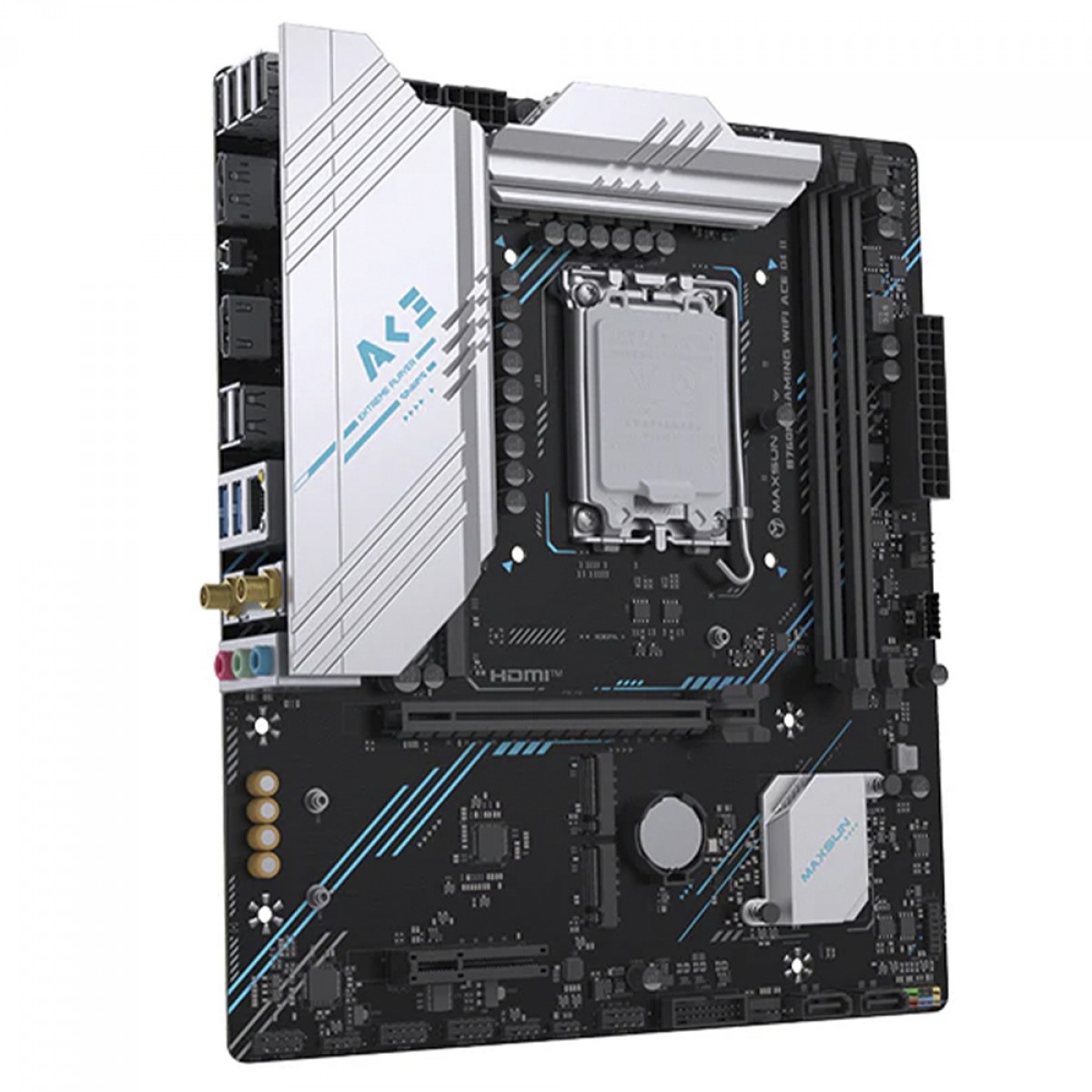 Placa Mãe Maxsun B760M Gaming WiFi ACE D4 II, Chipset B760, Intel LGA 1700, mATX, DDR4
