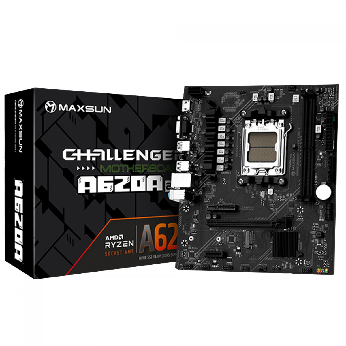 Placa Mãe Maxsun Challenger A620A 2.5G, Chipset A620, AMD AM5, MATX, DDR5, MS-Challenger A620A 2.5G - Open Box