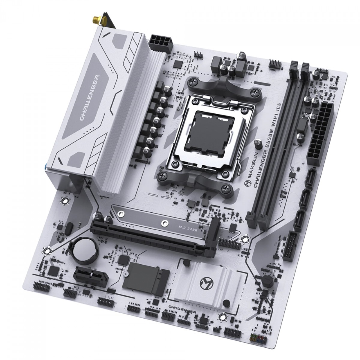 Placa Mãe Maxsun Challenger B650M WiFi Ice V2, Chipset B650, AMD AM5, mATX, DDR5