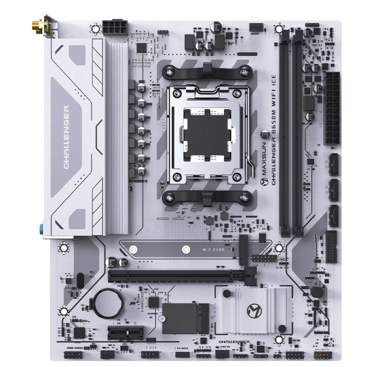Placa Mãe Maxsun Challenger B650M WiFi Ice V2, Chipset B650, AMD AM5, mATX, DDR5