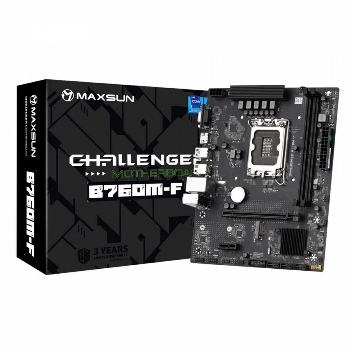 Placa Mãe MAXSUN Challenger B760M-F, Chipset B760, Intel LGA 1700, mATX, DDR4