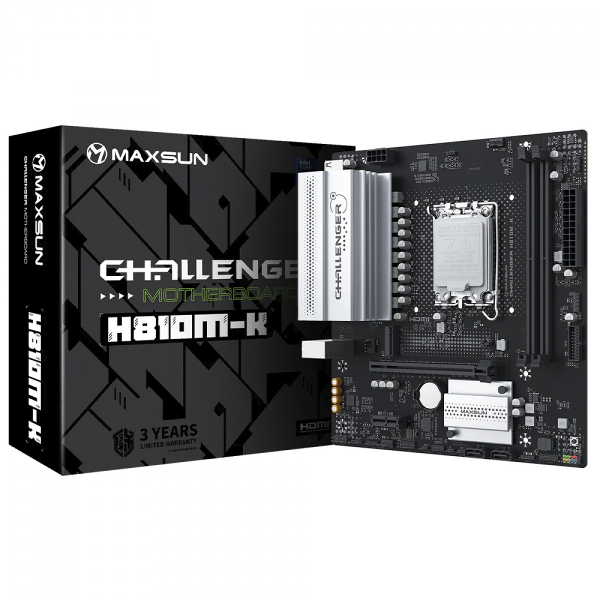 Placa Mãe Maxsun Challenger H810M-K, Chipset H810, Intel LGA 1851, mATX, DDR5