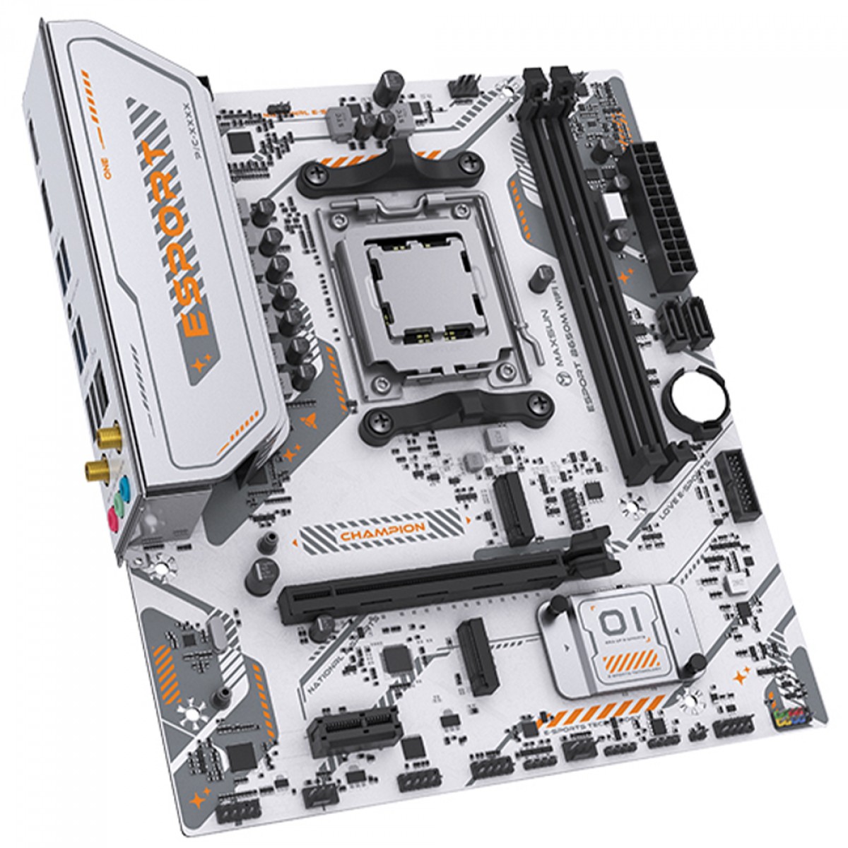 Placa Mãe Maxsun eSport B650M WiFi Ice, Chipset B650, AMD AM5, mATX, DDR5, Branco
