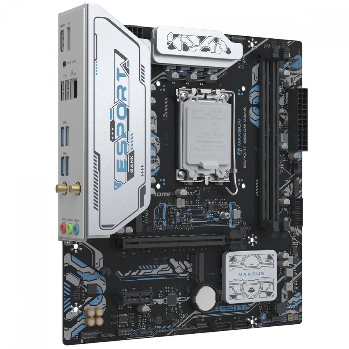 Placa Mãe Maxsun eSport B860M GANK WiFi, Chipset B860, Intel LGA 1851, mATX, DDR5