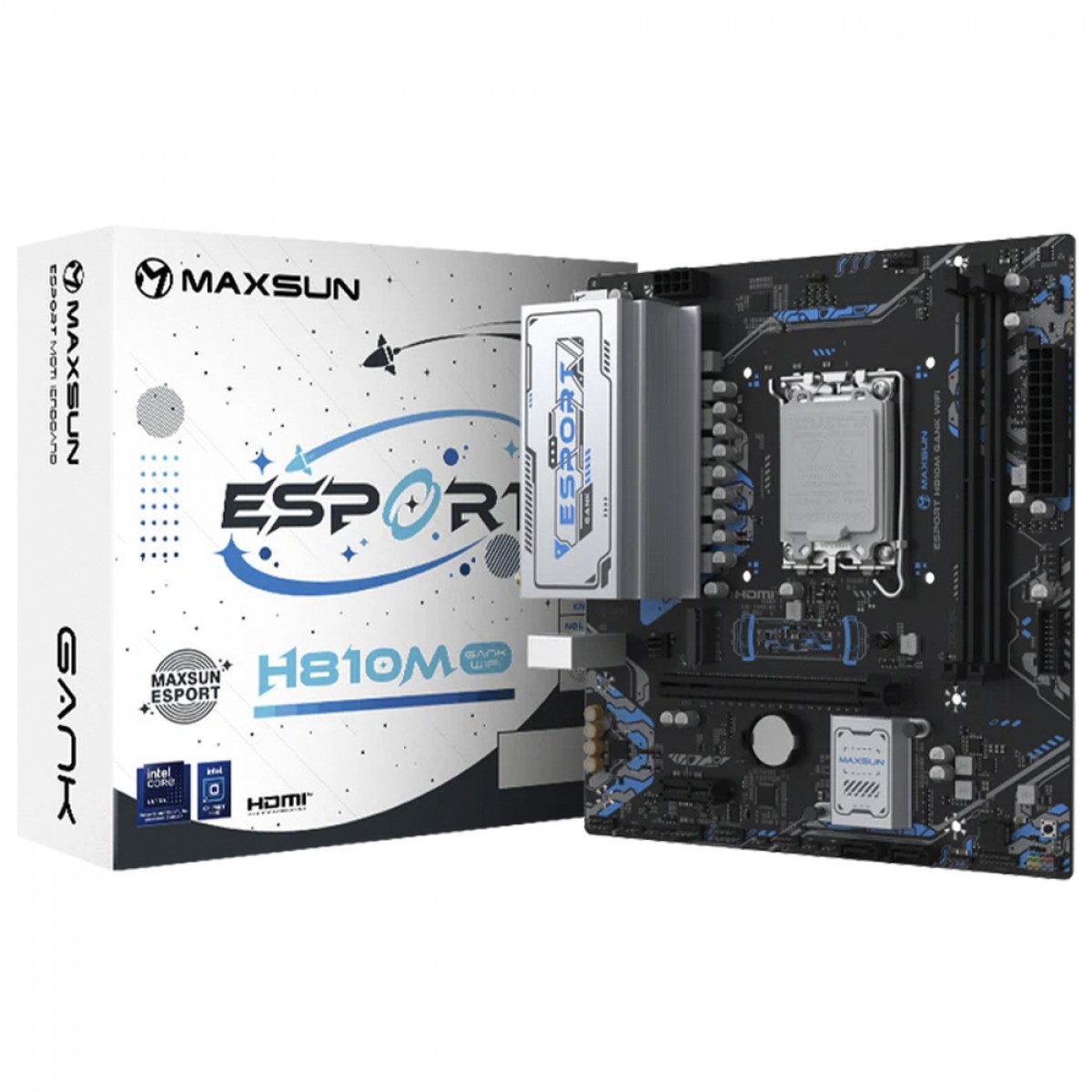 Placa Mãe Maxsun eSport H810M Gank WiFi, Chipset H810, Intel LGA 1851, mATX, DDR5