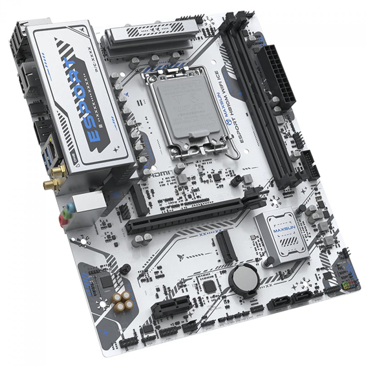 Placa Mãe Maxsun eSport H810M WiFi ICE, Chipset H810, Intel LGA 1851, mATX, DDR5