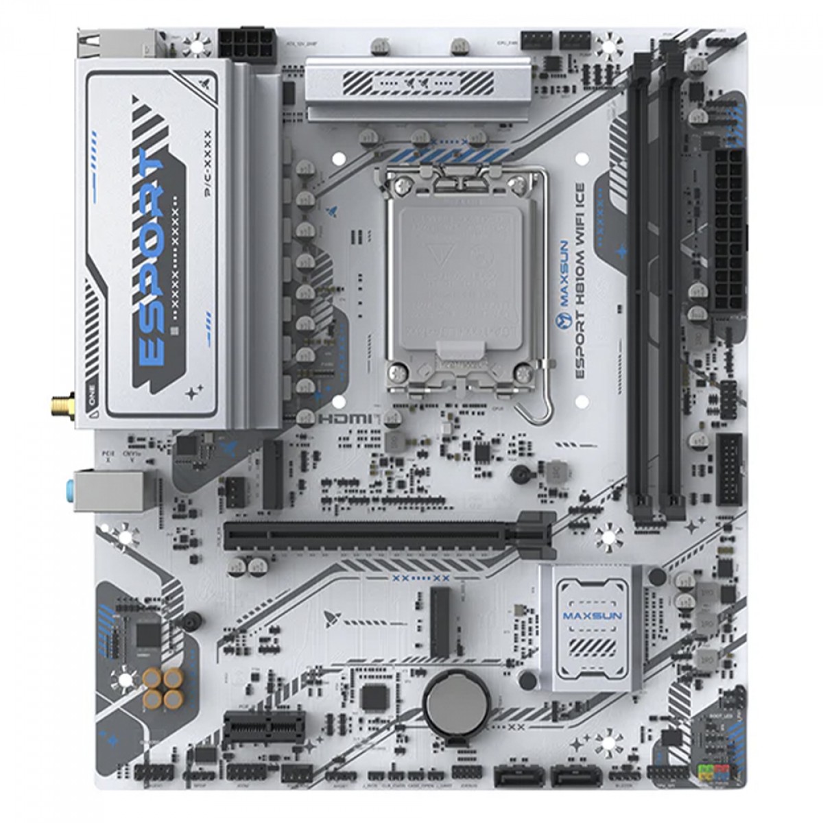 Placa Mãe Maxsun eSport H810M WiFi ICE, Chipset H810, Intel LGA 1851, mATX, DDR5