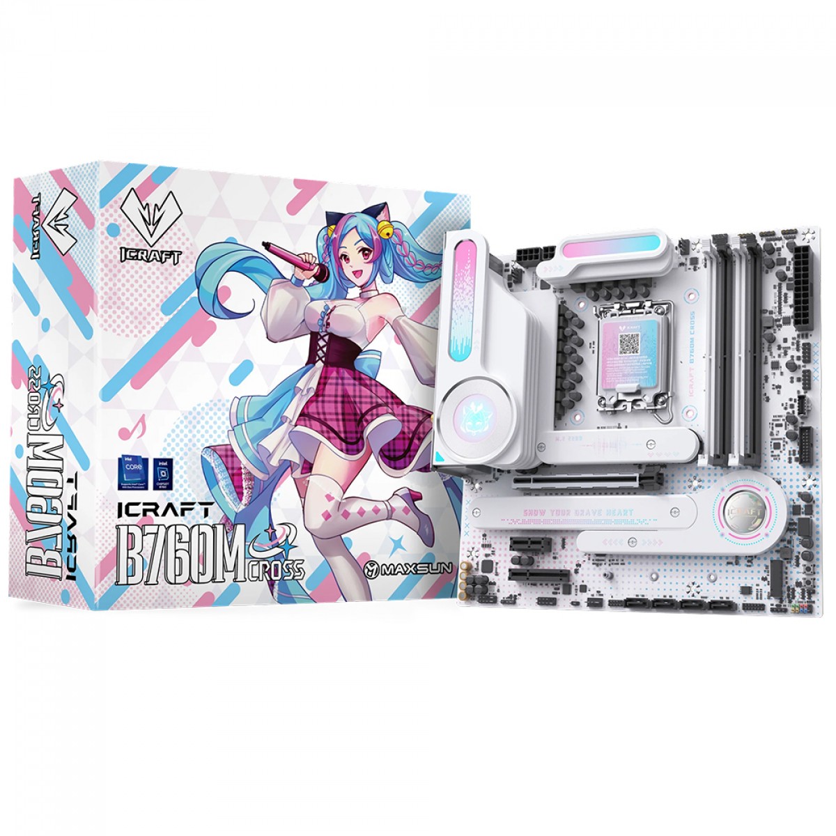 Placa Mãe Maxsun iCraft B760M Cross, Chipset B760, Intel LGA Placa Mãe Maxsun iCraft B760M Cross, Chipset B760, Intel LGA