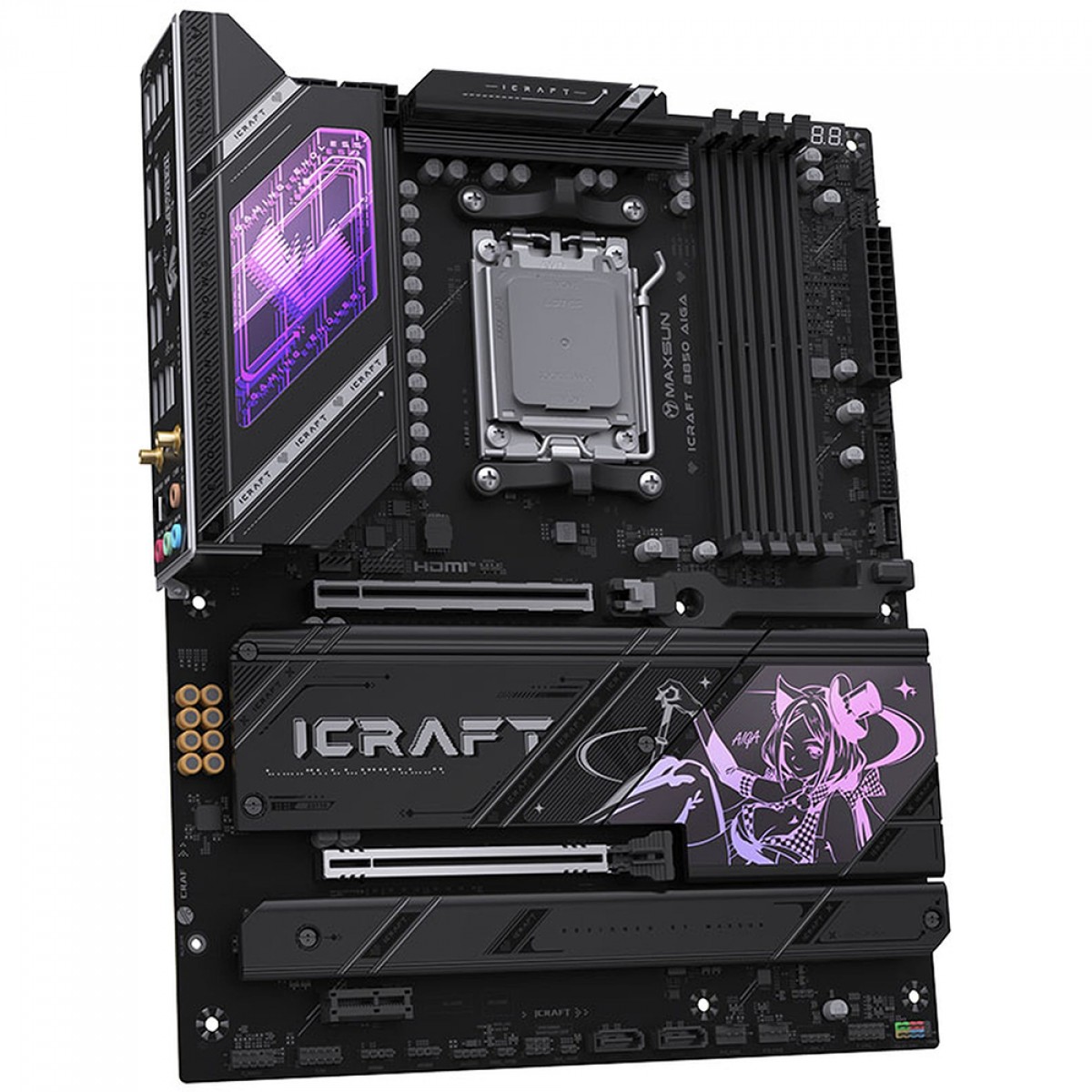 Placa Mãe Maxsun iCraft B850 AIGA, Chipset B850, AMD AM5, ATX, WiFi, DDR5