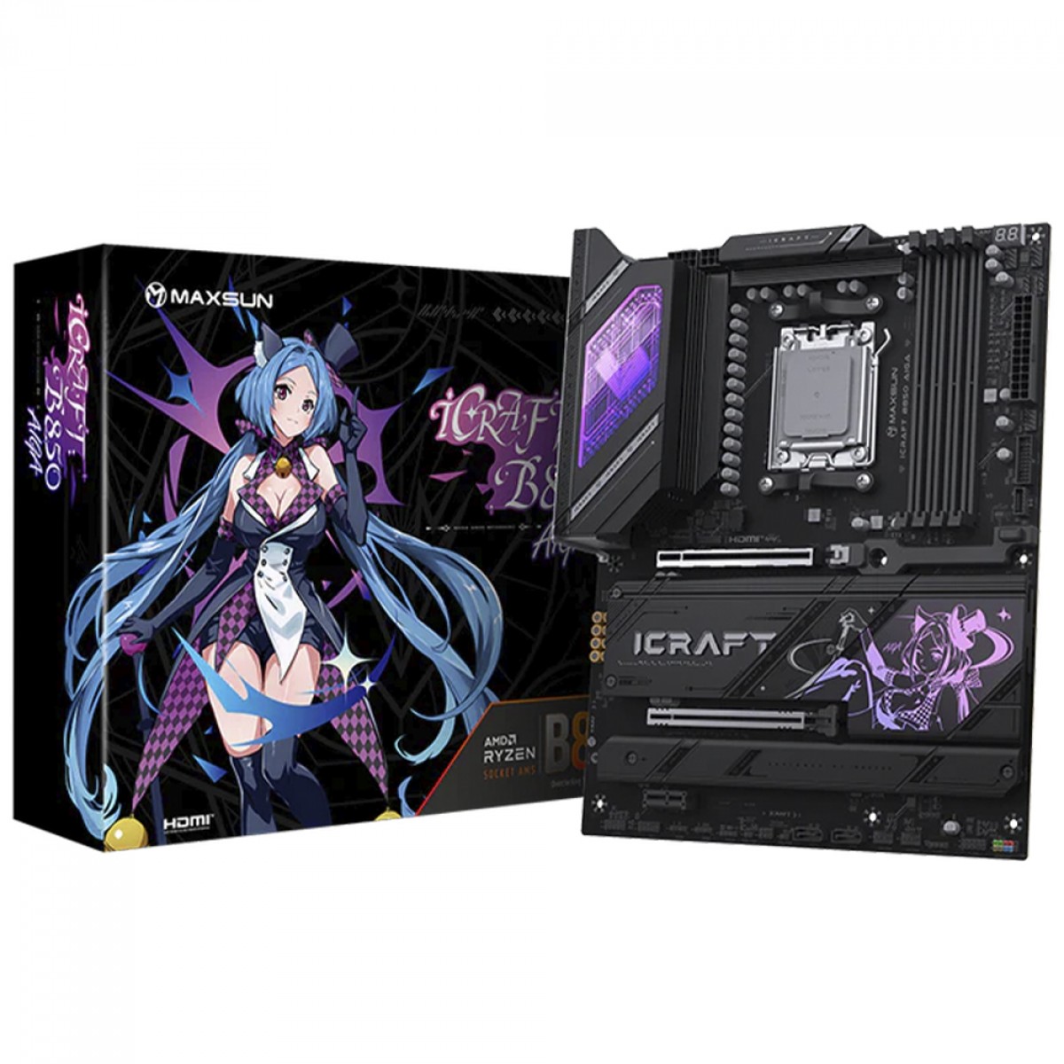 Placa Mãe Maxsun iCraft B850 AIGA, Chipset B850, AMD AM5, ATX, WiFi, DDR5