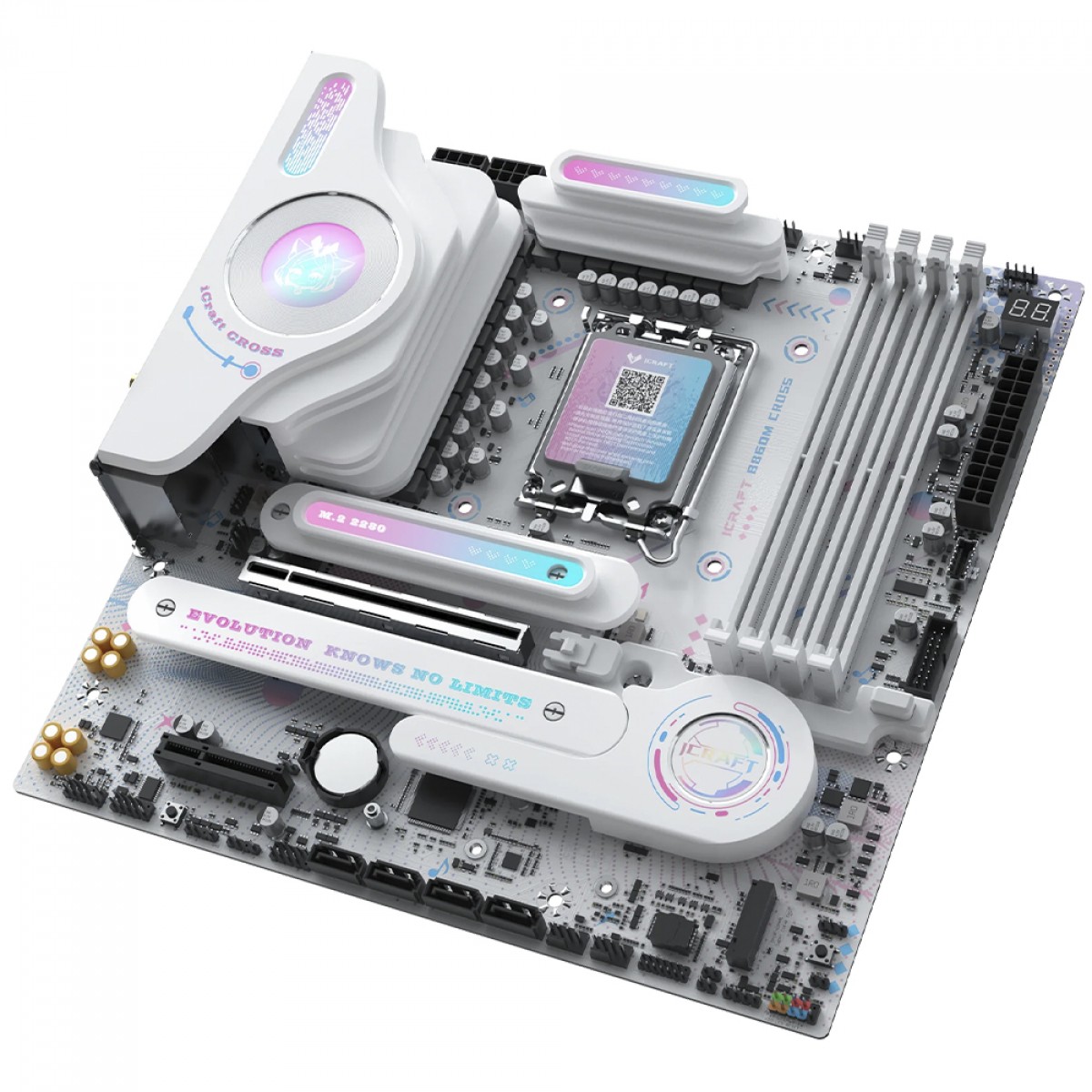 Placa Mãe Maxsun iCraft B860M Cross, Chipset B860, Intel LGA 1851, mATX, DDR5, Branco
